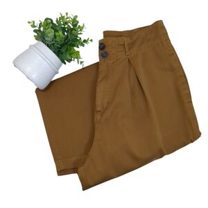 Free People Chino Barrel High Waisted Tapered Brown/Orange Pant Size 8